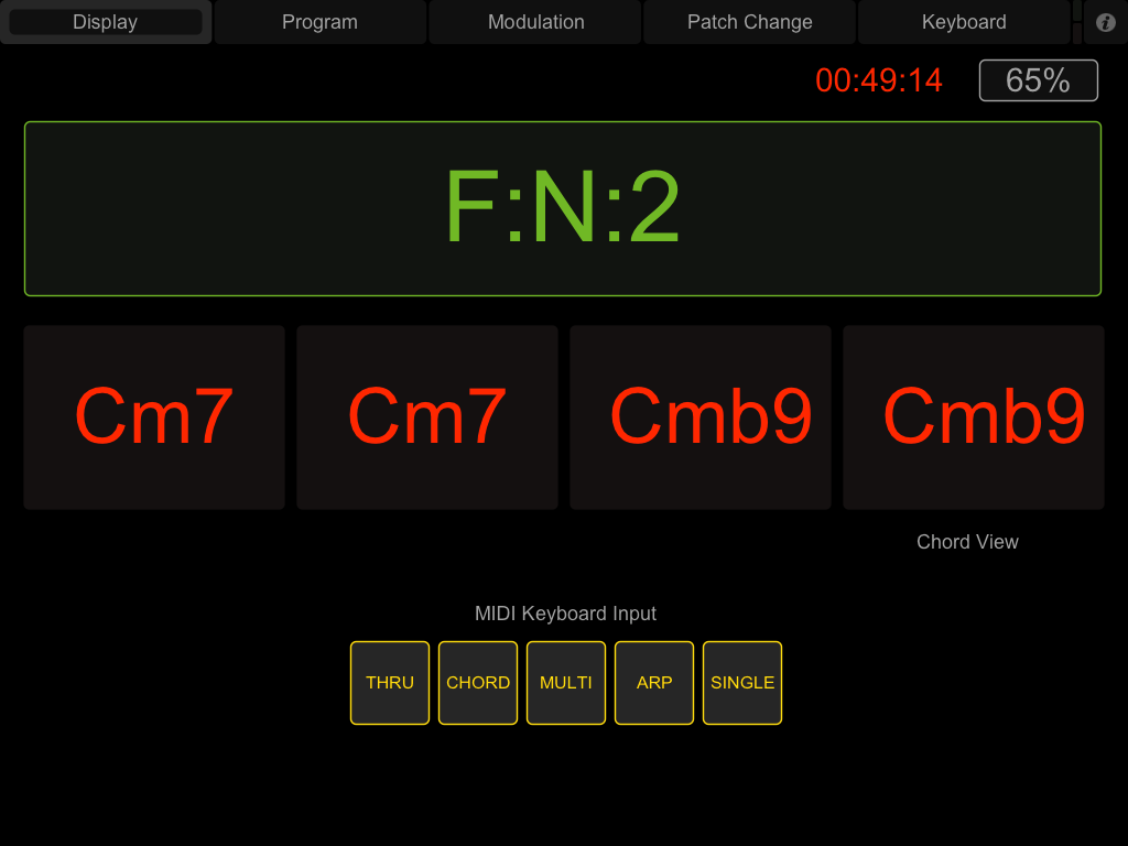 iPad TouchOSC Chord Display